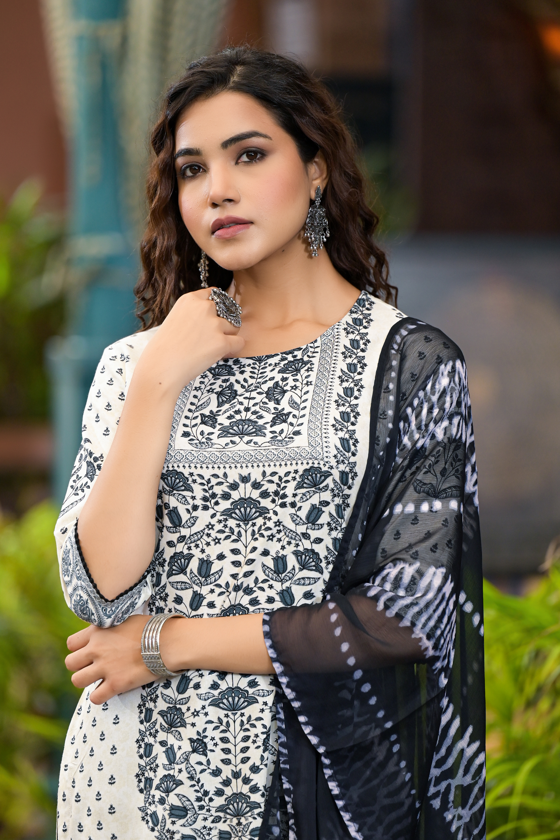 black and white kurta set