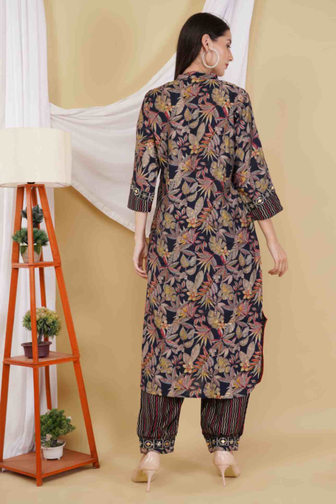 Handblock Dark Black Kurta Set wesnic clothing