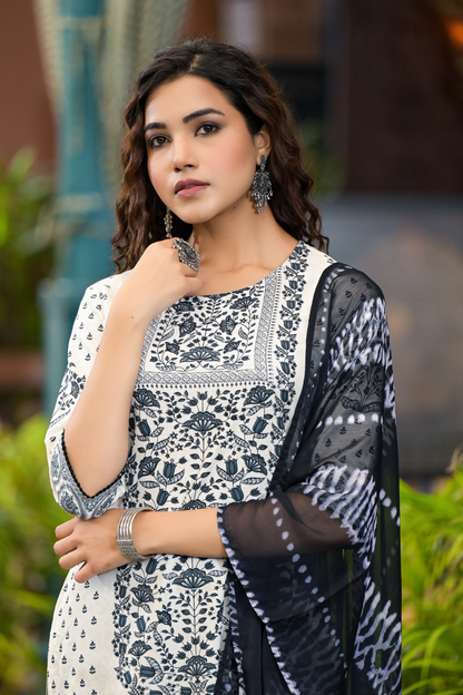 Black & White Kurta Set